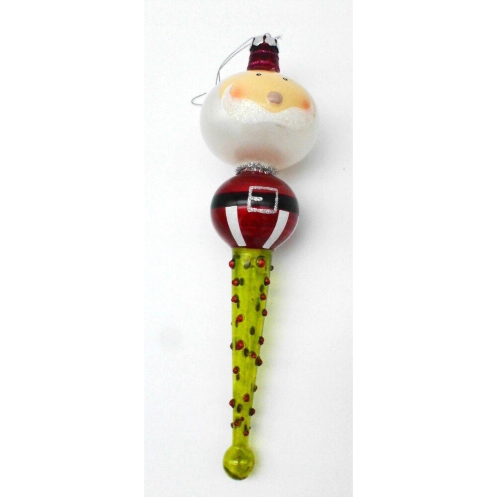 10 Inch Glass Vintage Dillard's Santa Clause Christmas Tree Ornament
